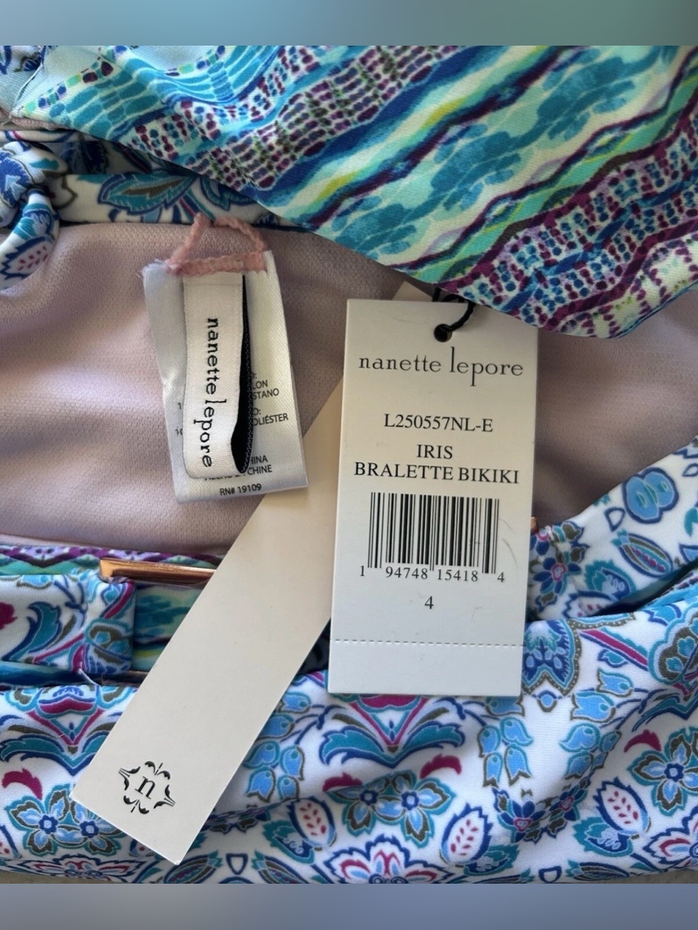 NANETTE LEPORE Iris Bralette 2 Pc Boho Bikini Swimsuit Sz 4 NWT High Waist Beach - Picture 8 of 8